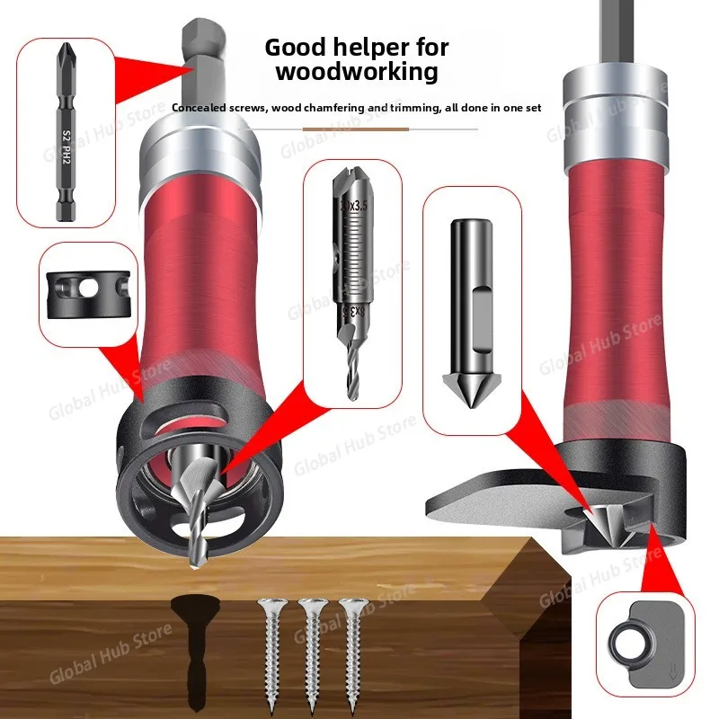 3-in-1 Multifunctional Countersink Drill Bit Set - Step Drill for Woodworking Self-Tapping Screw Counterbore