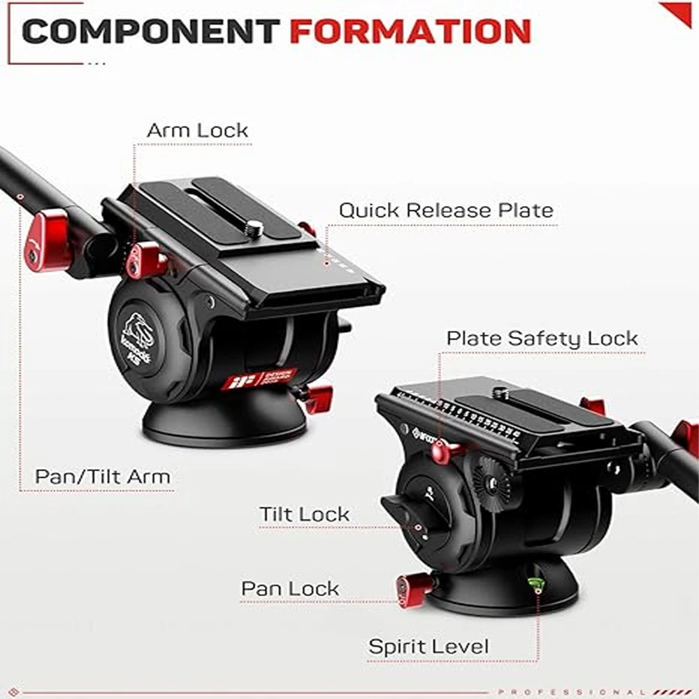 IFOOTAGE Komodo K5 Video Tripod Head Fluid Drag Pan Head for DSLR Cameras, Camcorder, Monopod and Tripods,