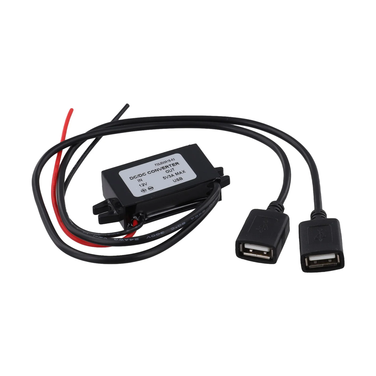 Dual USB Ports 3A Output 12V to 5V DC Voltage Converter Step Down Adapter IP68 Waterproof for Cars and Outdoor Use