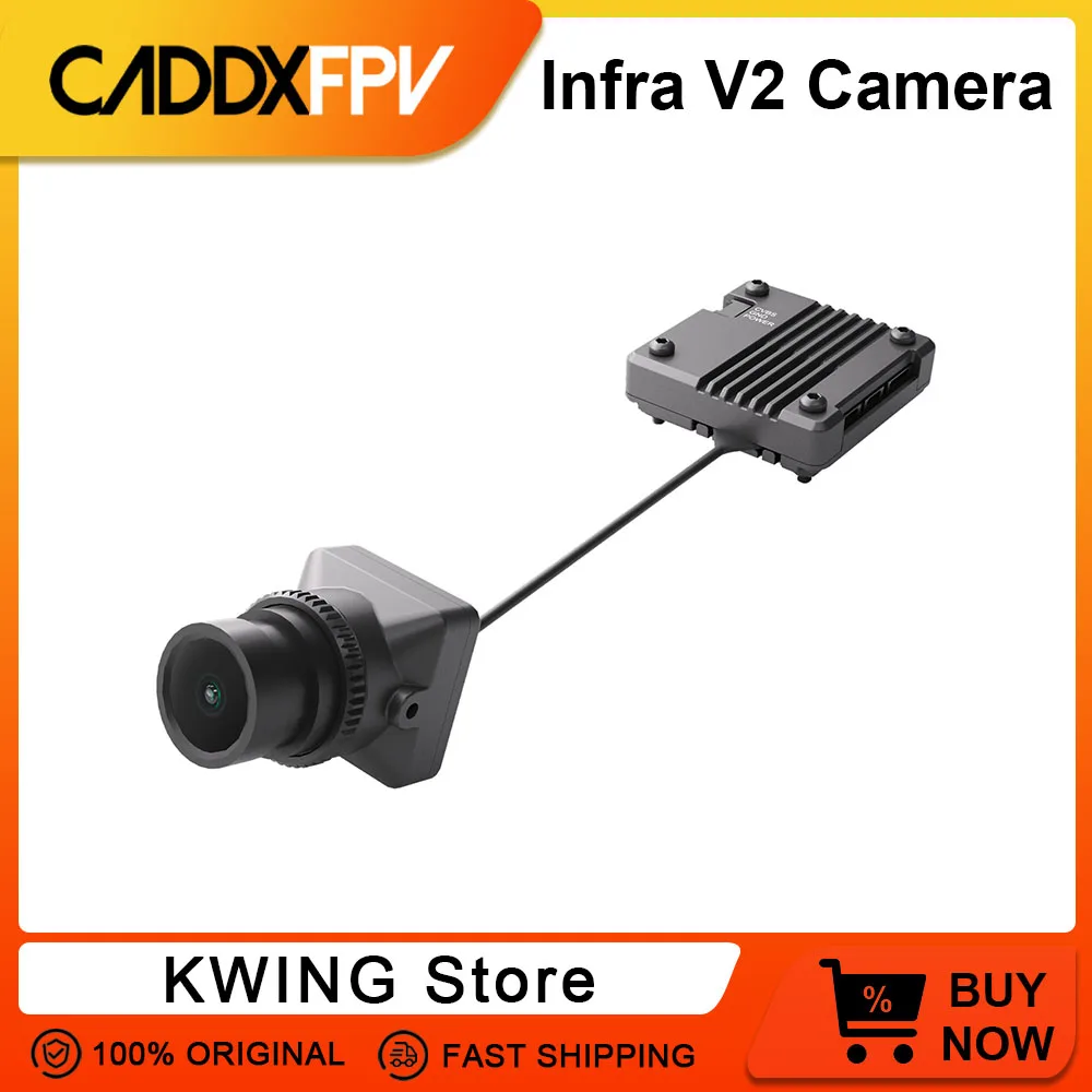 CADDX Infra V2 FPV Camera No-Light Night Analog Camera 0 Lux Super WDR 1500TVL 131° FOV Black and White Sensor for FPV RC Drone
