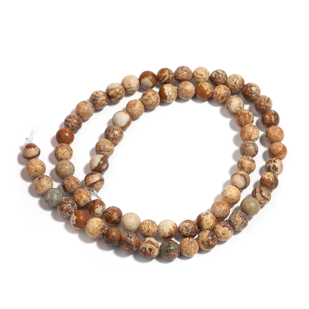 Natural Picture Jasper Round Beads for DIY Jewellery Making