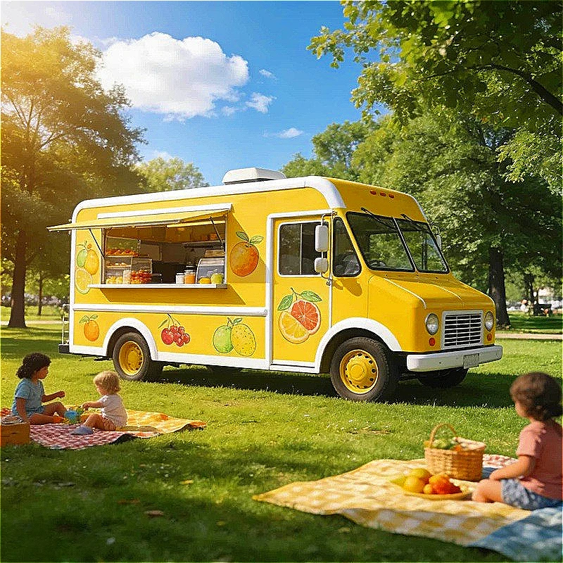 Food Trailer Concession Trailer Mobile Kitchen with Refrigerator Sink Ice Cream Dessert Cart Vending Service Operation Custom