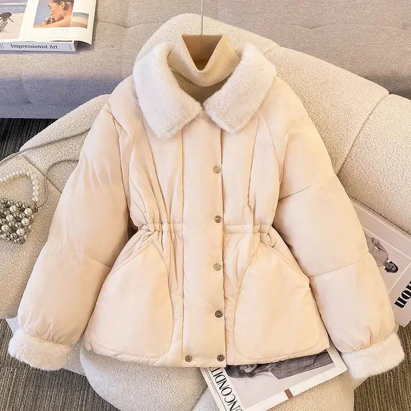 

Winter Fashionable Outerwear Ultra-Short Length Zipper Closure Polo Collar New Women's down Cotton Jacket Short Waist-Cinching