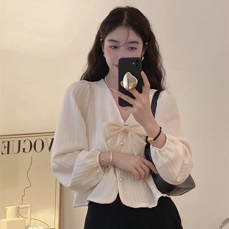 Shirts Women Tops Sweet Lantern Sleeve Tender French Style Aesthetic Vintage Elegant Streetwear Casual Fashion Camisas De Mujer