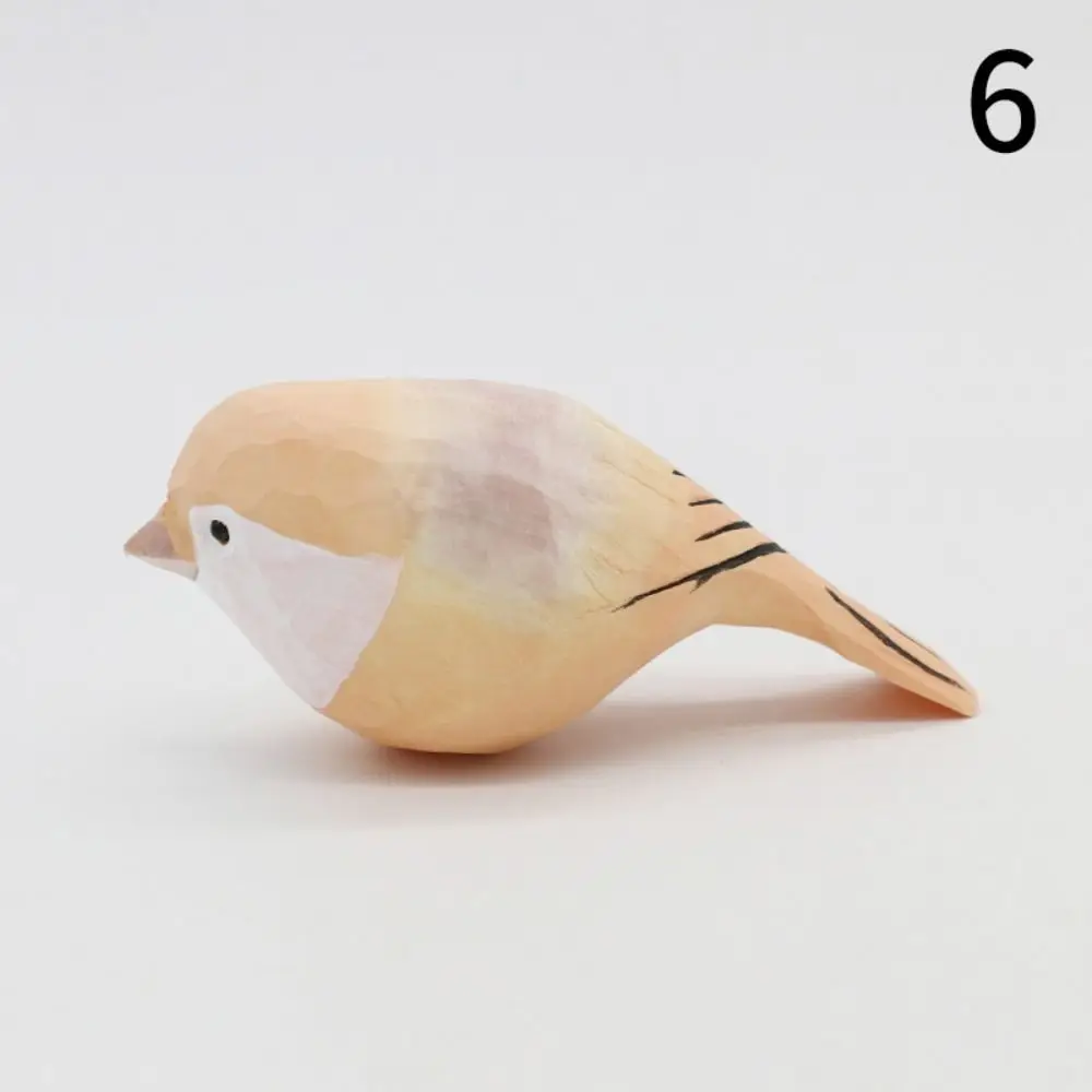 Cute Wood Carving Bird Handmade Carving Small Bird Ornament Painting Nordic-style Wooden Bird Figurine Birthday Gift