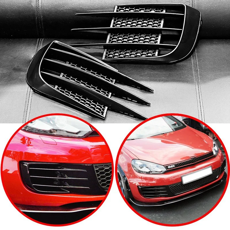 2Pcs Car Front Bumper Fog Light Grille Cover Fog Light Cover Trim For Golf 6 MK6 GTD 2008-2013