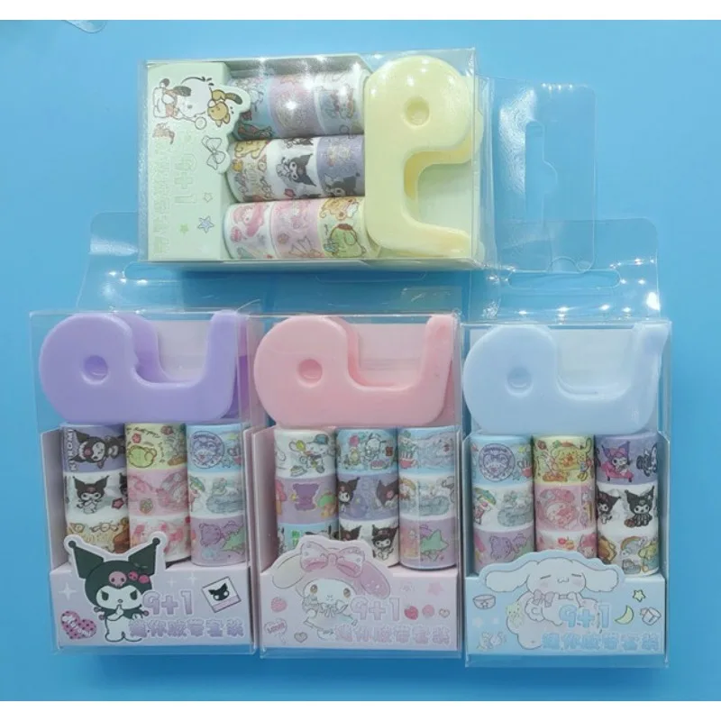 Sanrio Hello Kitty 9 IN 1 Stickers Cartoon Anime Figure Kuromi My Melody Cinnamoroll Anime Merchandise Decoration Children Gifts