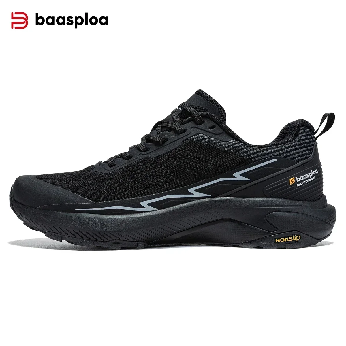 

Baasploa Men Hiking Sneakers Lightweight Mesh Lace up Male Outdoor Casual Shoes Breathable Non-Slip Wear Resistant Walking Shoes