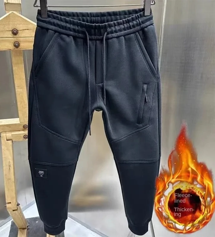 

Men's Winter Thermal Jogger Pants, Plush Fleece Lined Thickened Sweatpants, Cold Resistant Outdoor Sports Wear