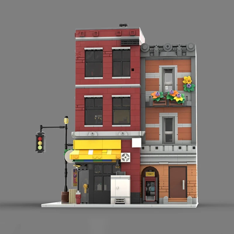 2745PCS MOC straatscène modulair gebouw hoek deli en clubmodel assemblage bouwsteenspeelgoed verjaardagscadeau voor kinderen