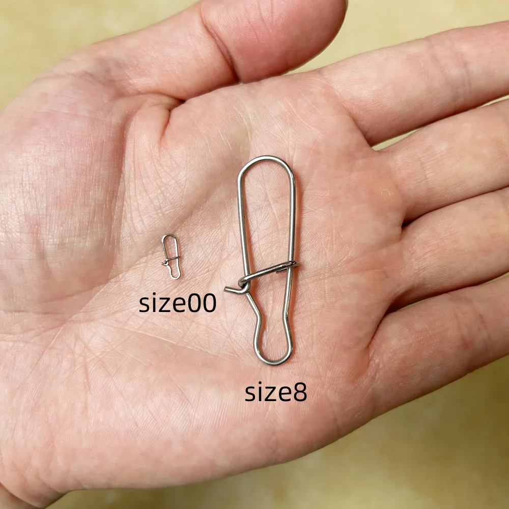 150 stücke Angeln Snap Lock Clips Edelstahl Angeln Stecker Tackle Duo Lock Clips Angeln Wirbel Solide Ringe Sicherheit Snaps