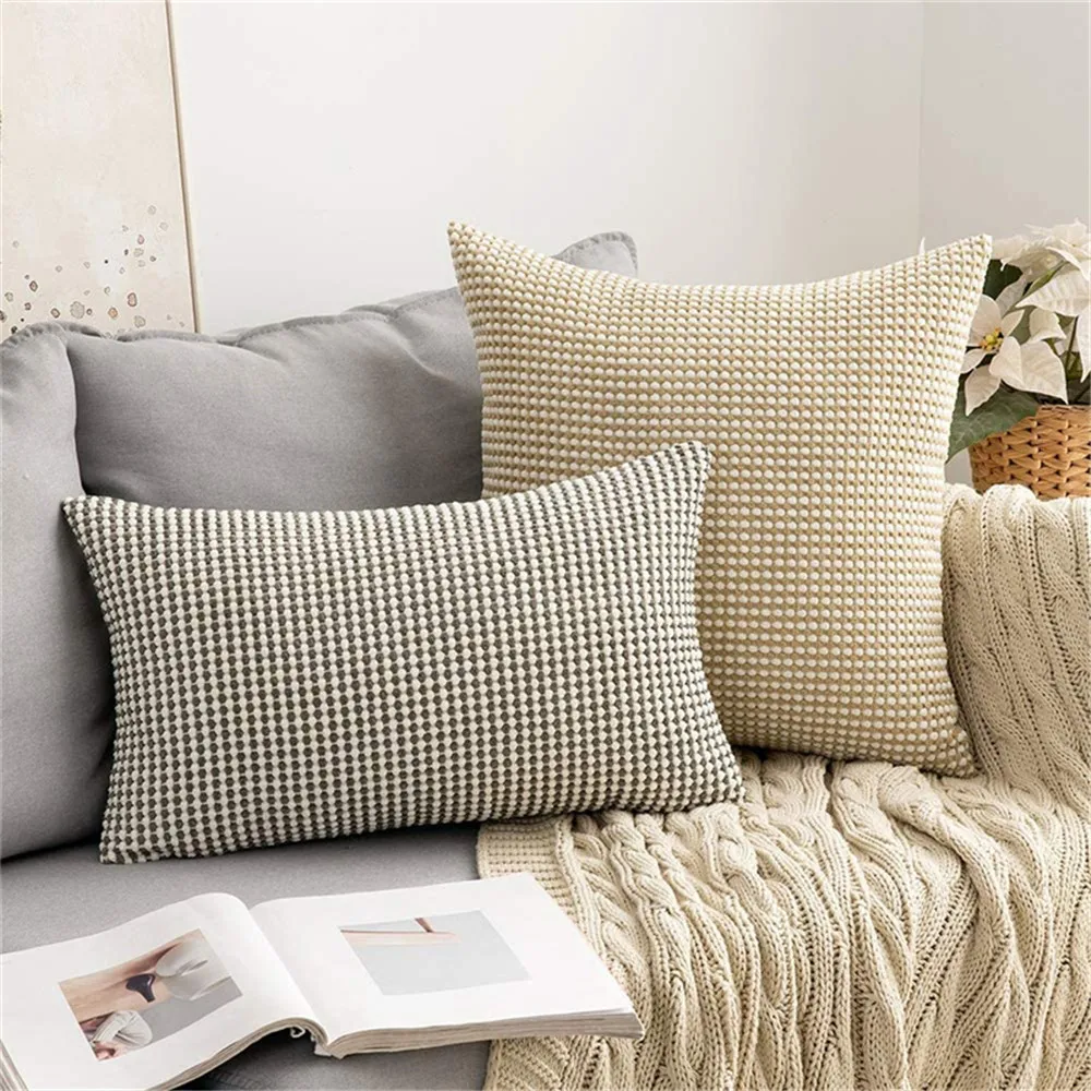 

CANIRACA 45*45CM Cushion Cover Two Color For Sofa Living Room Four Seasons Nordic Style Decorative Corduroy Pillow Cover