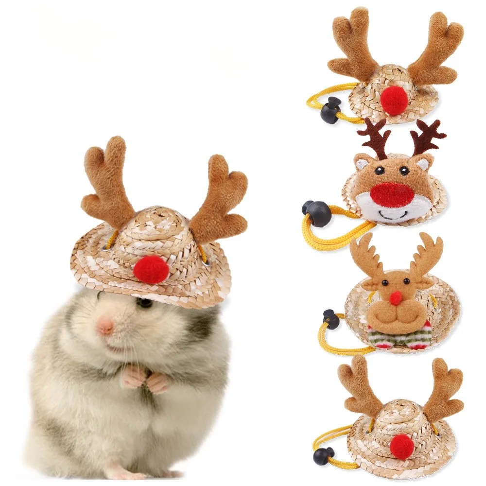 Mini Christmas Hat for Small Animals Adjustable Pet Headgear Hamster Rat Hats Halloween Cosplay Clothing Guinea Pigs Assessories