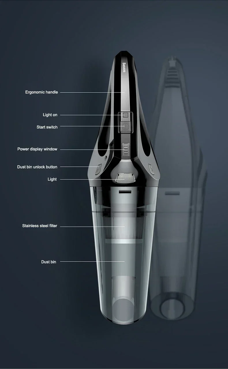 Маленький ручной пылесос с беспроводной зарядкой для бытовой мощной уборки