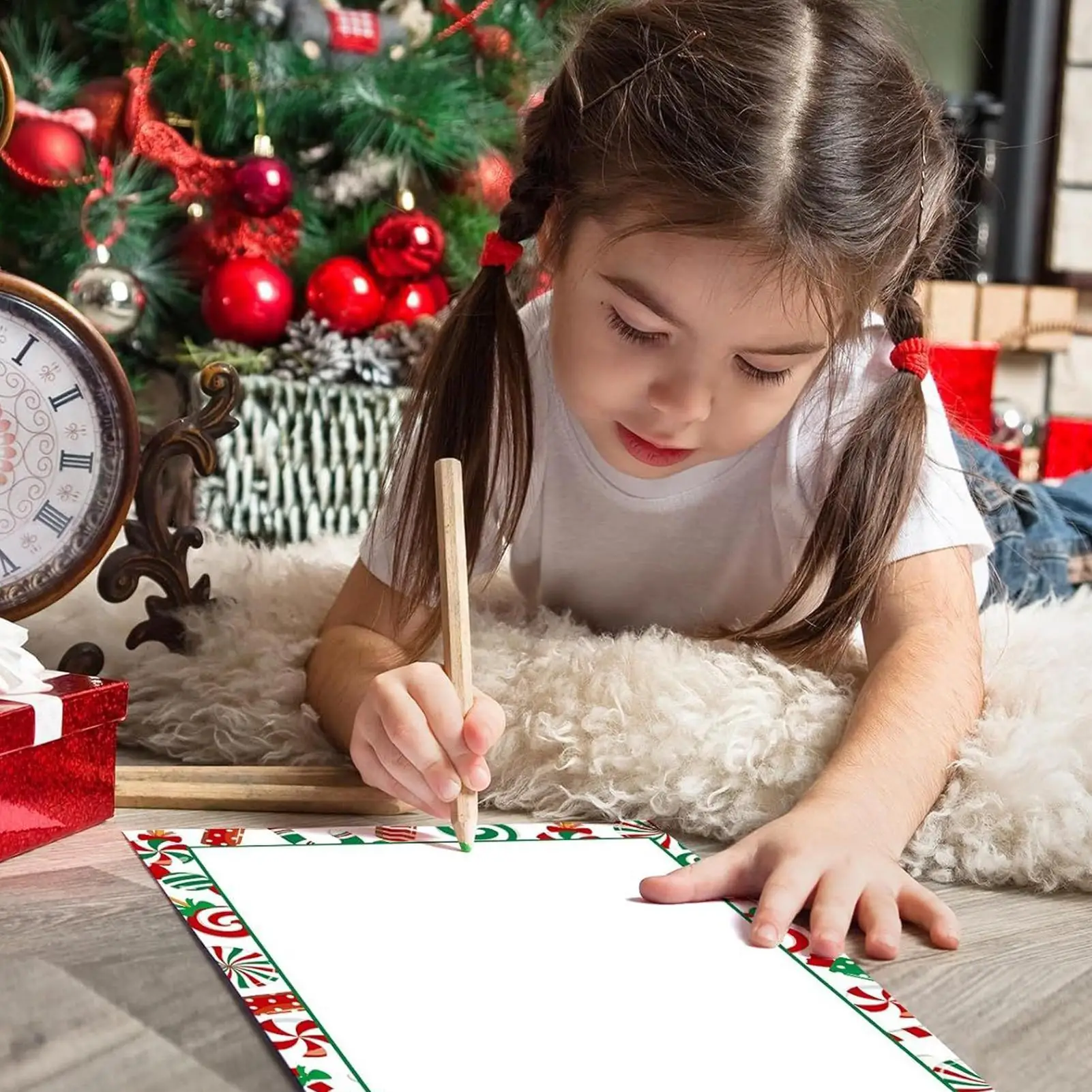 

Christmas Letter Paper 50 Pieces Border Design Festive Sheets Christmas Holiday Letterhead For Writing Letter Notes Wedding