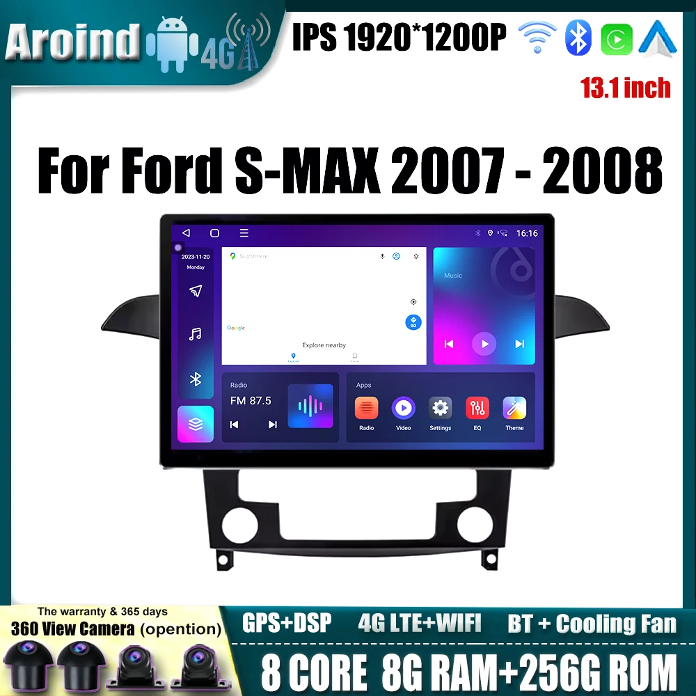 

Car Radio Touch Screen For Ford S-MAX 2007 - 2008 Multimedia Player Android Auto Carplay GPS Navigation Tools Bluetooth WIFI 4G