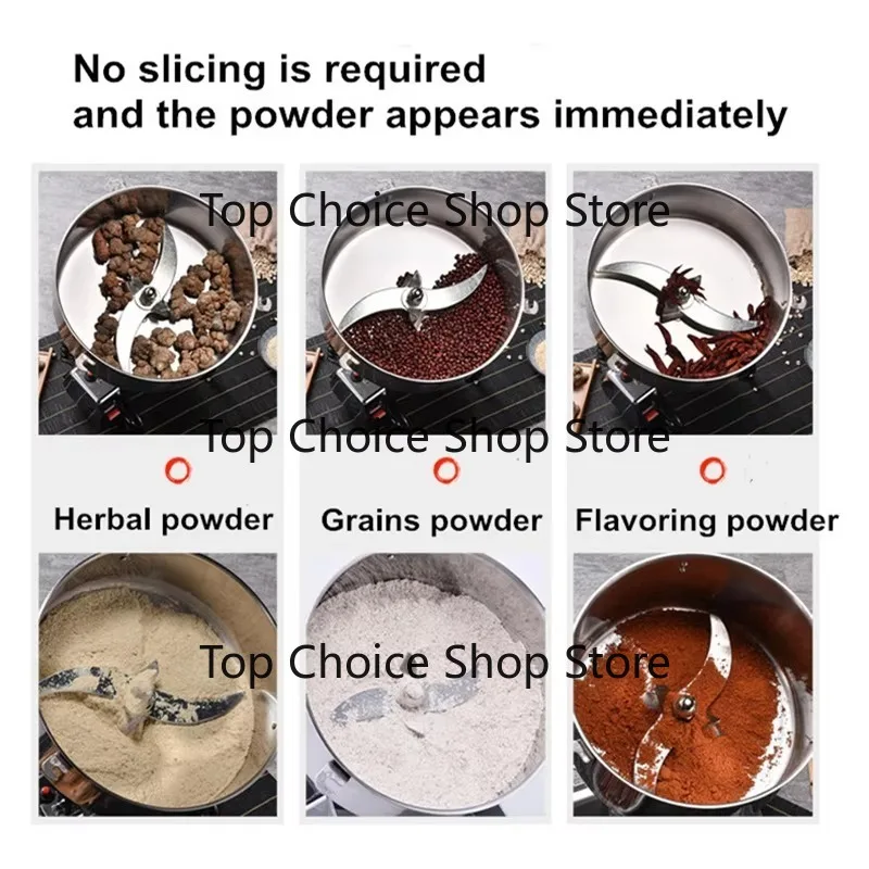 4500G Commercial Grain Grinder High Speed 4500W Cereals Medicinal Materials Spices Powder Crusher Stainless Steel Coffee Grinder