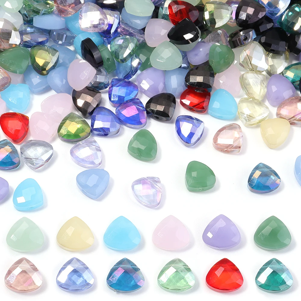 20 Stück 9x10mm facettierte Kristallperlen bunte dreieckige Glas lose Distanzperlen für Schmuckherstellung DIY Halskette Armband Anhänger