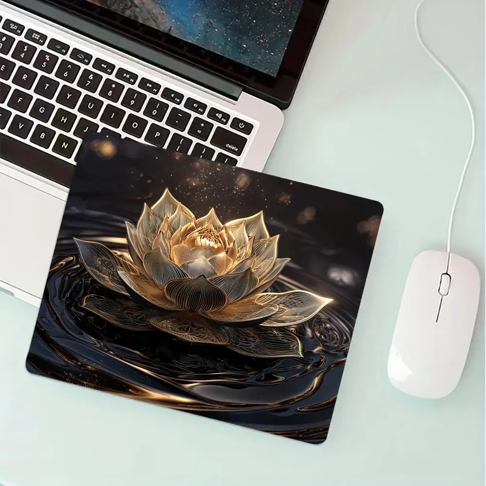 Gorgeous Magic Lotus Small Mouse Pad Desk Mat Gaming mats with Stitched Edge Non-Slip Rubber Base Laptop accessories Office mat