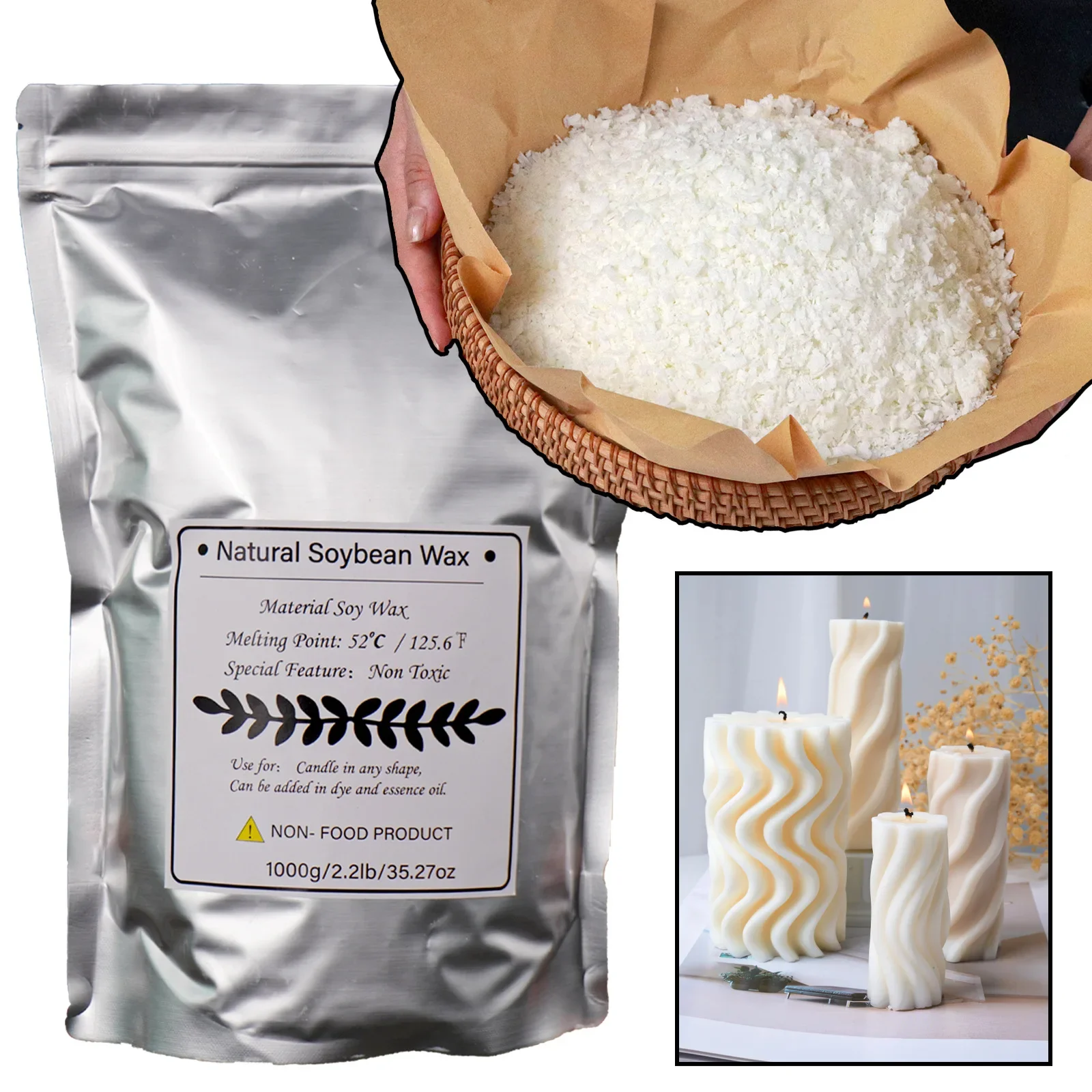 

500g/1kg Pure Soy Wax Paraffin Material Pre-Soy Wax-Core Pigments Aromatherapy Pure Paraffin Wax DIY Handmade Candles Crafts