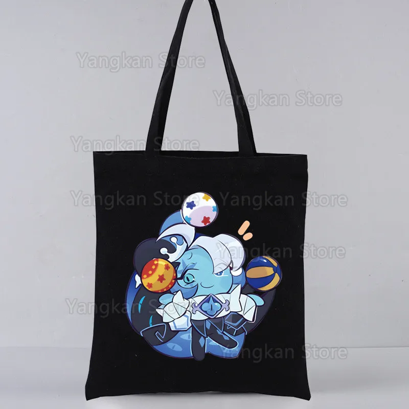 Cookie Run Shadow Milk Canvas Bag Women Girls Simple Large Capacity Storage Handbag Shoulder Bag Tote Reusable Student Bookbag