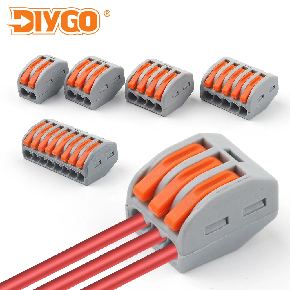 10PCS Lever Wire Quick Connectors 2/3/4/5/8 holes Splicing Electrical Compact Terminal Blocks Wiring Conductor for AWG28-12