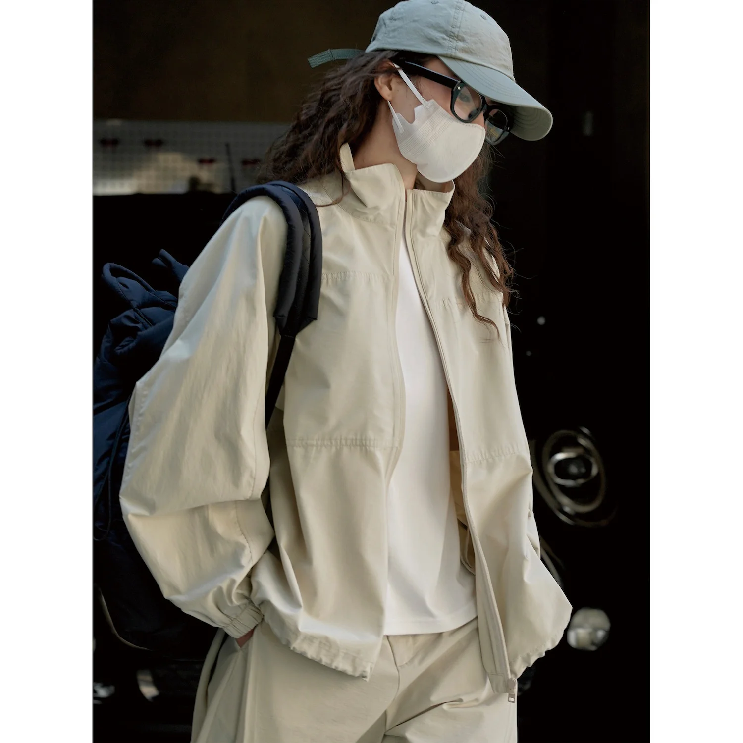 Spring and Summer New Outdoor Mountain Style Mock Collar Sports Jacket Loose Silhouette Slim Casual Coat Women