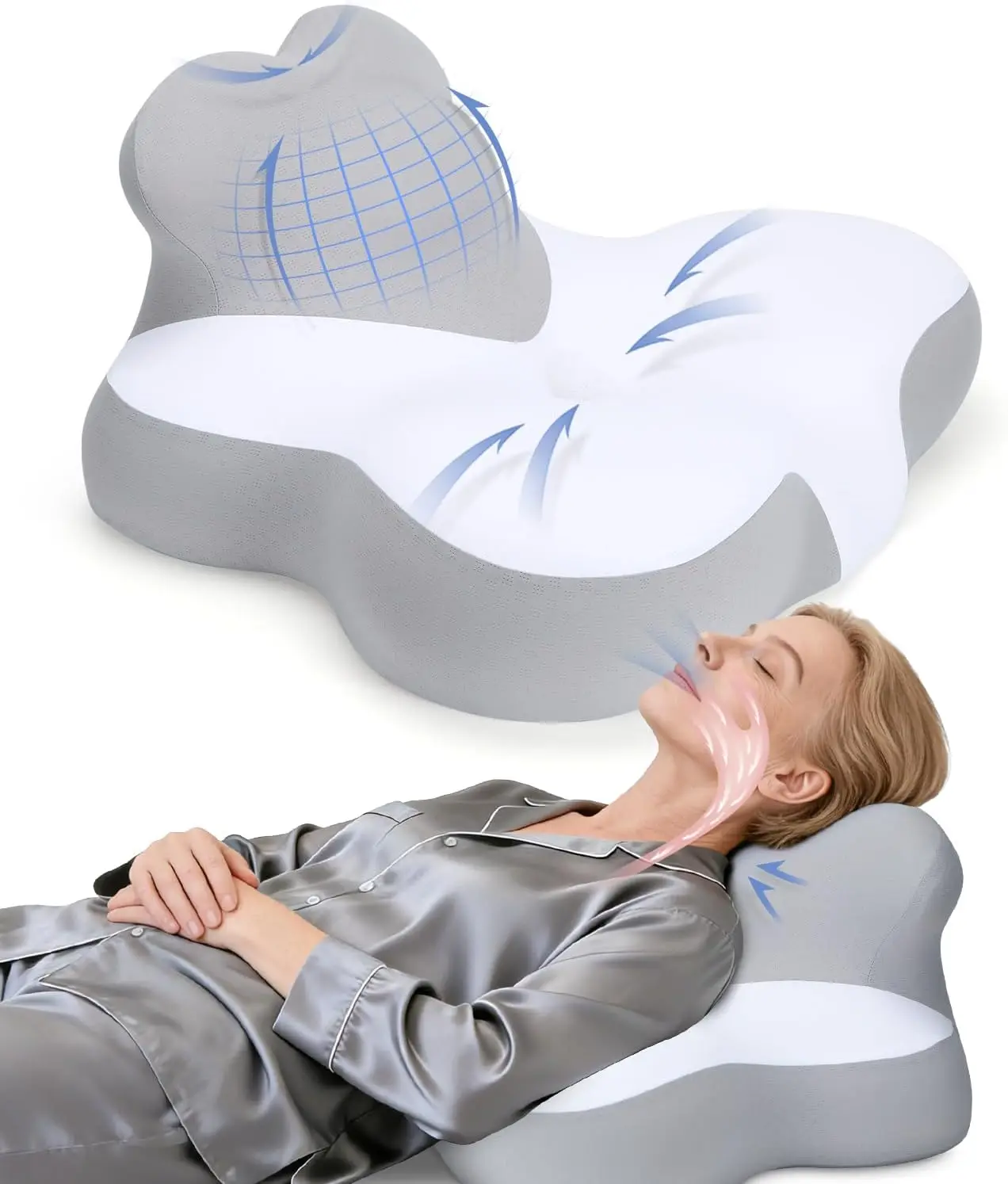 

Bed Wedge Pillow for Headboard, 10 Inch Memory Foam Wedge for Snoring, Acid Reflux & Back Pain Relief, Ergonomic Neck Support