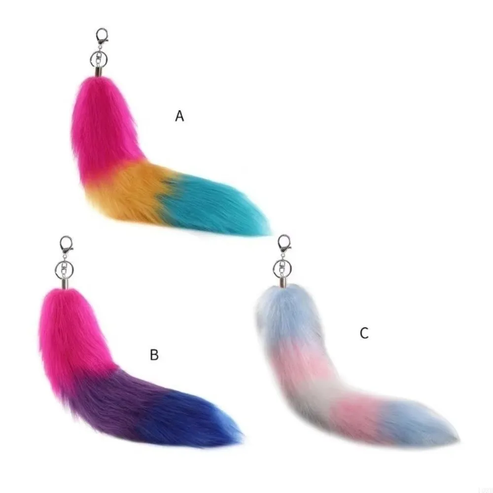 40cm Fox Tail Keychain Keyring Faux Fur Bag Hanging Charm Hanging Design Keychain Attachment Cosplay Toy Accessory
