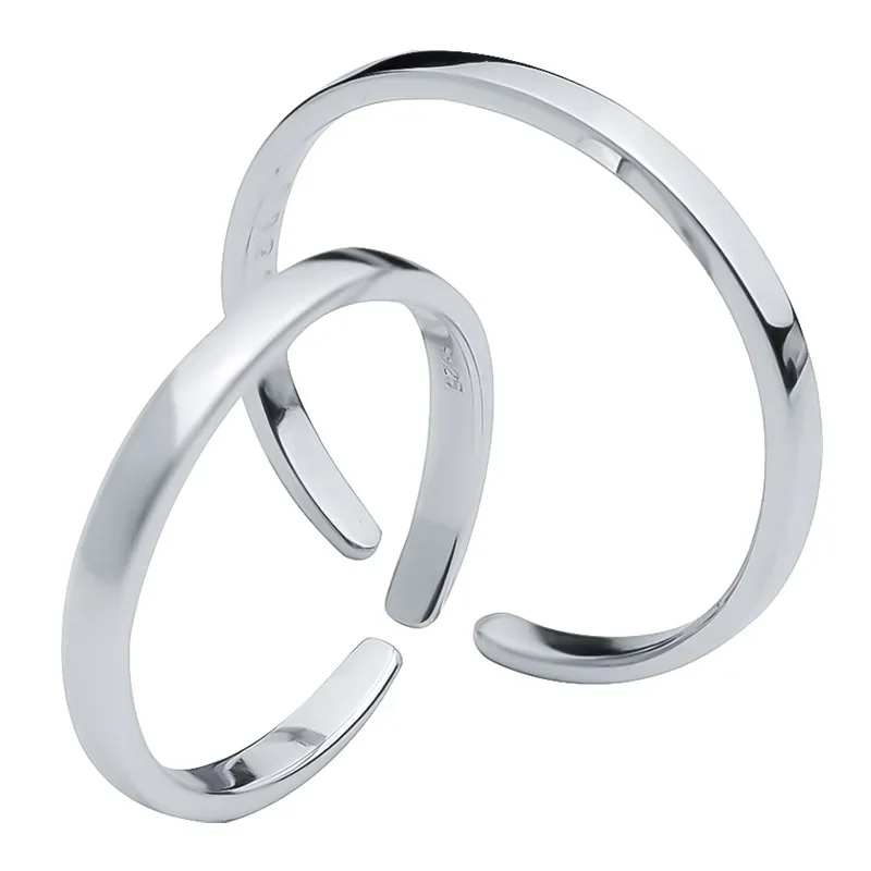 TrustDavis Authentic Minimalist 925 Sterling Silver Fashion Simple Smooth Adjustable Ring For Man&Women Wedding Jewelry DA1090