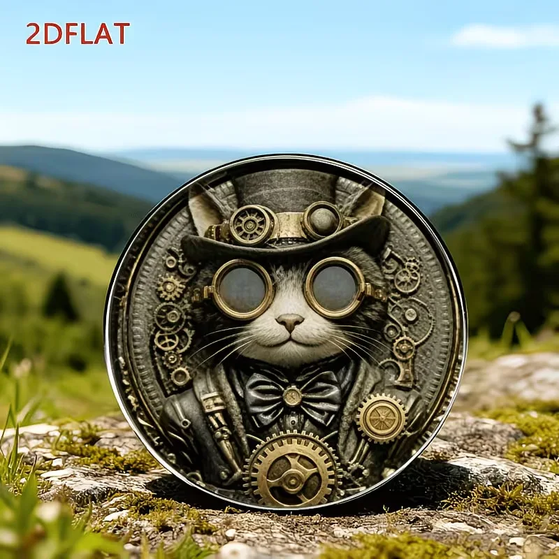 Unisex Vintage Steampunk Cat Stainless Steel Brooch Multi-function Fashion Lapel Pin Accessories For Men Women