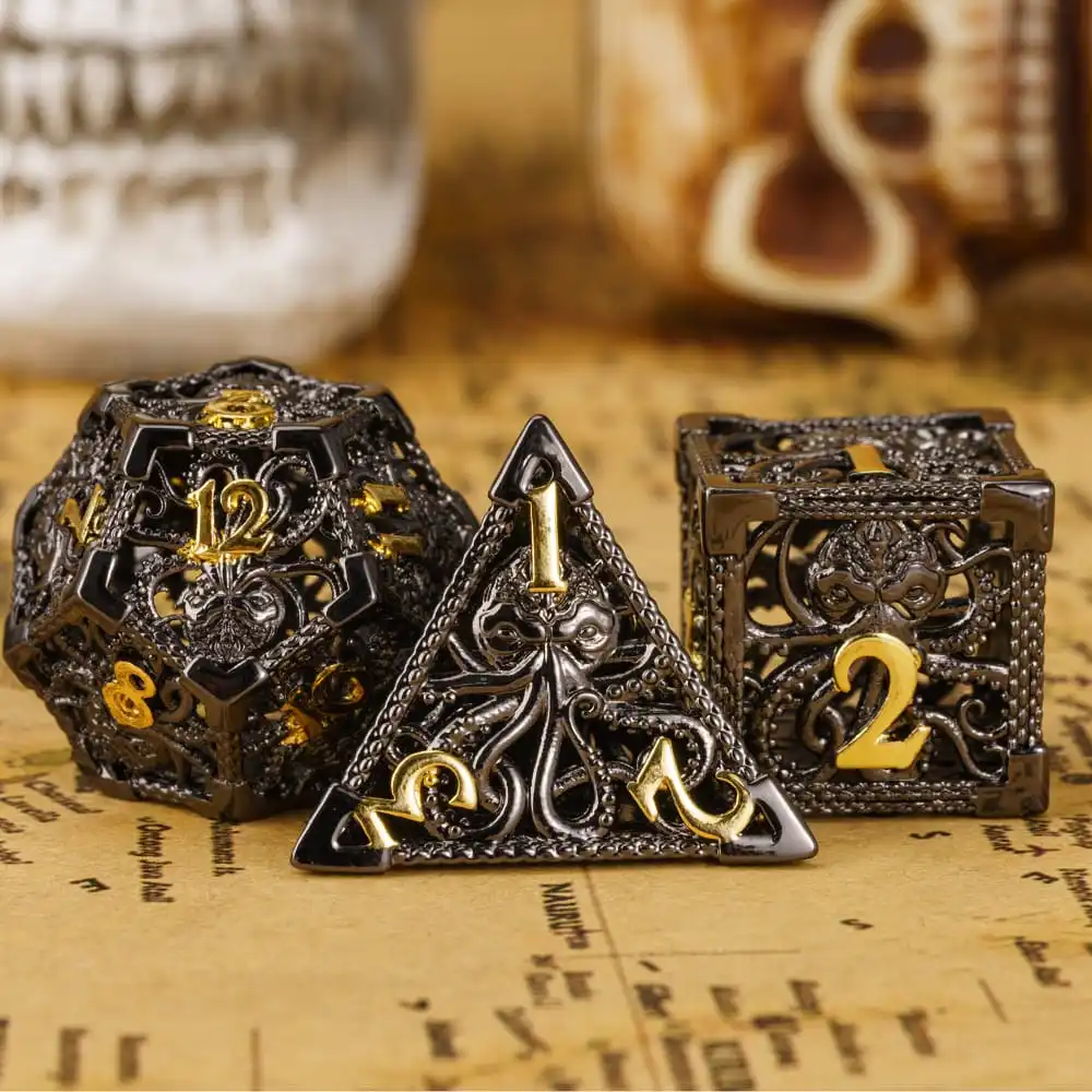 

Cusdie Hollow Octopus Metal Dice DND 7Pcs D&D Dice D4-D20 Polyhedral Dice Set for Board Games Role Playing Game Pathfinder