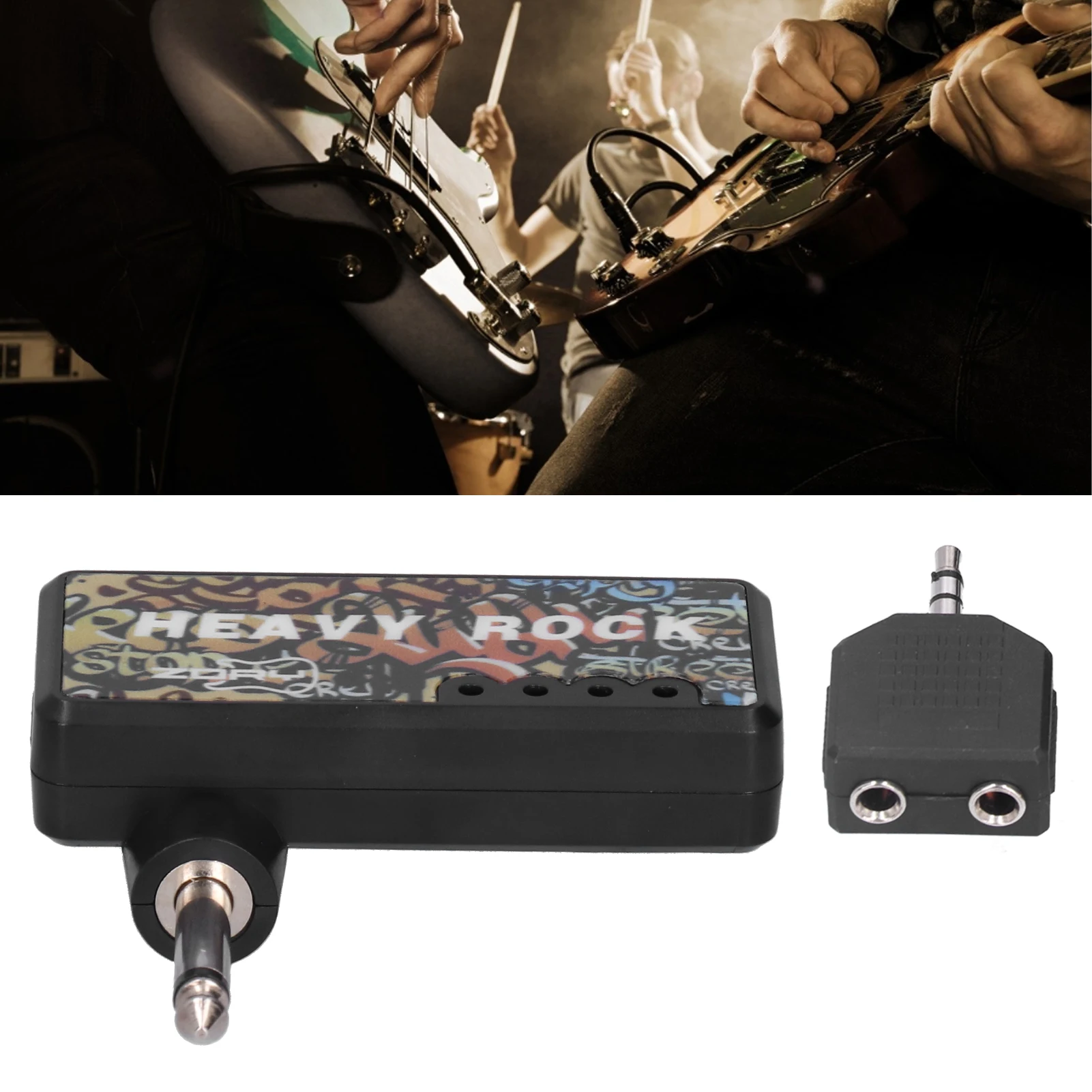 Electric Guitar Bass Headphone Amplifier with Audio Cable Adapter USB Charging Guitar Accessories Guitar Headphone Amplifier