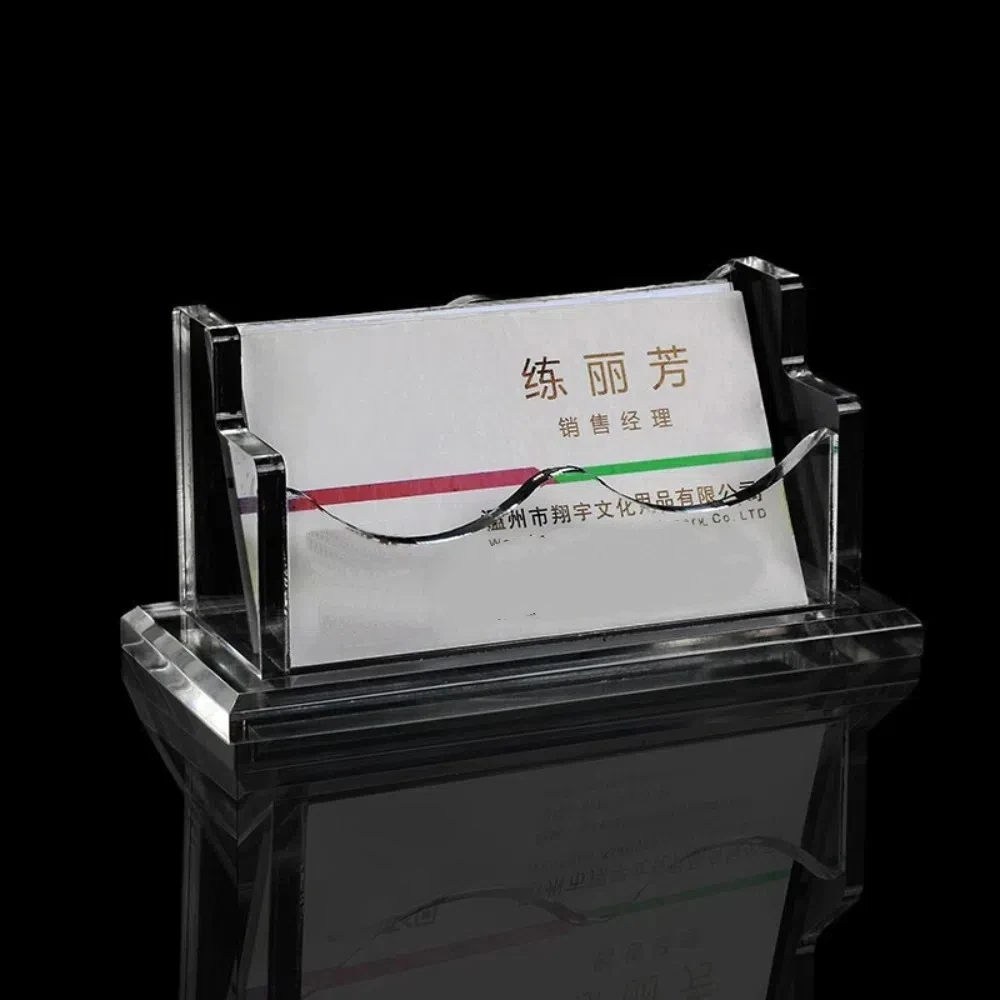 Transparent Acrylic Business Card Holder Elegant Acrylic Desktop Display Holder High-capacity Thickened Name Card Display Stand