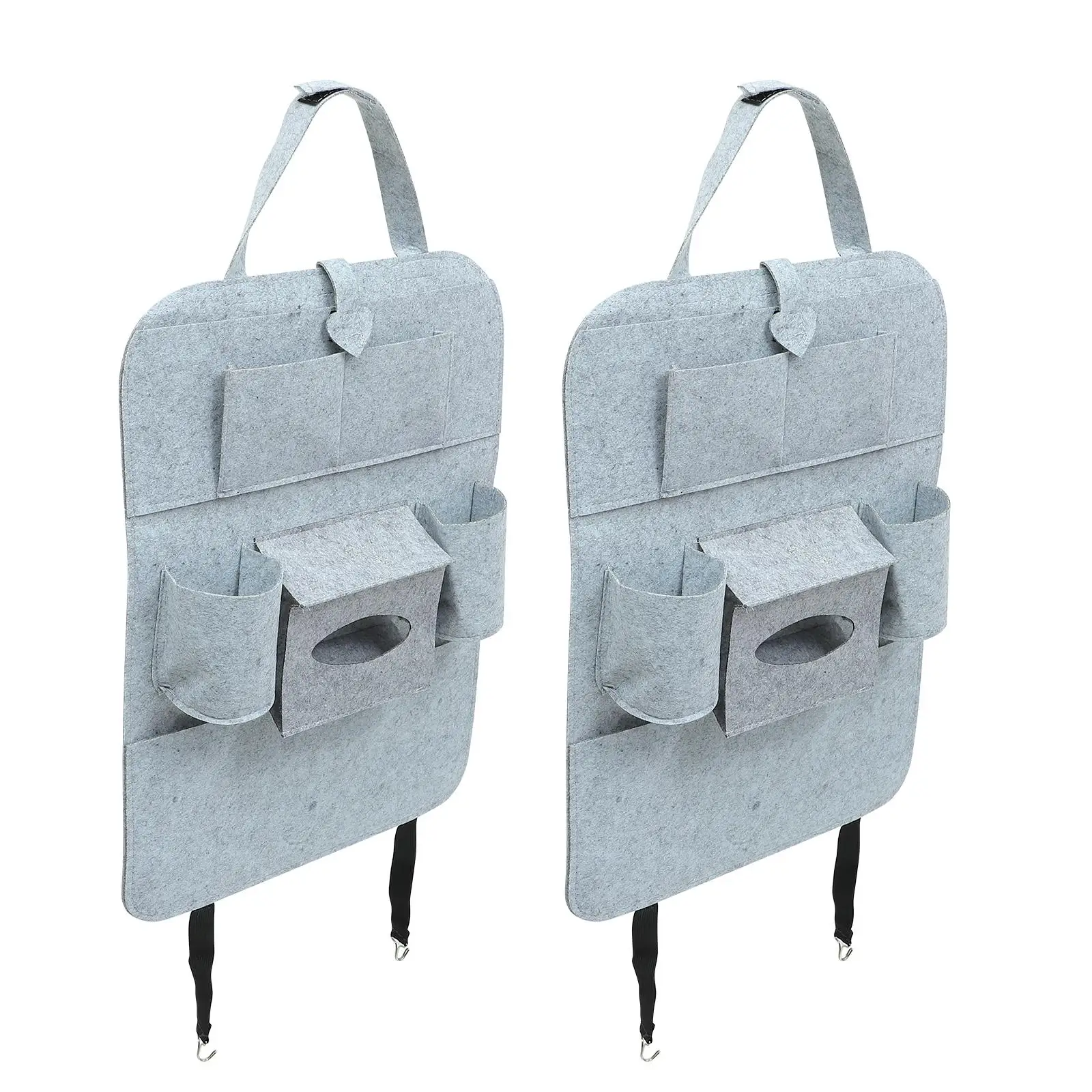 

2Pcs CarStorageBag AutoSeatPocket HangingMultifunction FeltHolder TravelBackseat Organizer DirtResistant SturdyRope