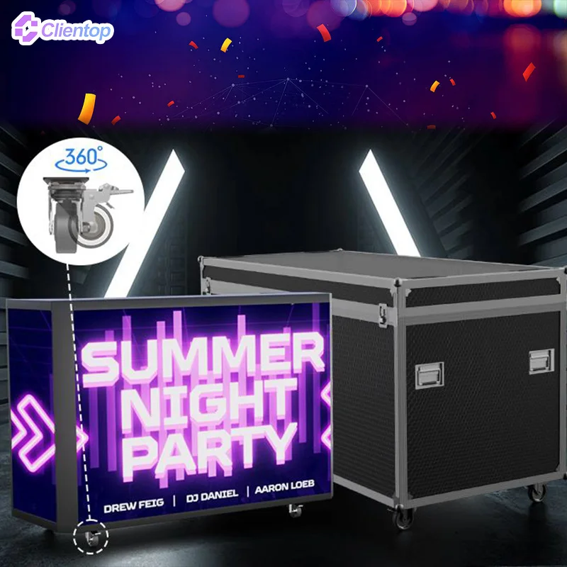 Custom Fine Pixel Pitch Led Video DJ Booth Facade Digital Magic Podium Seamless Curved Flexible Integrated LED Screen DJ Facade