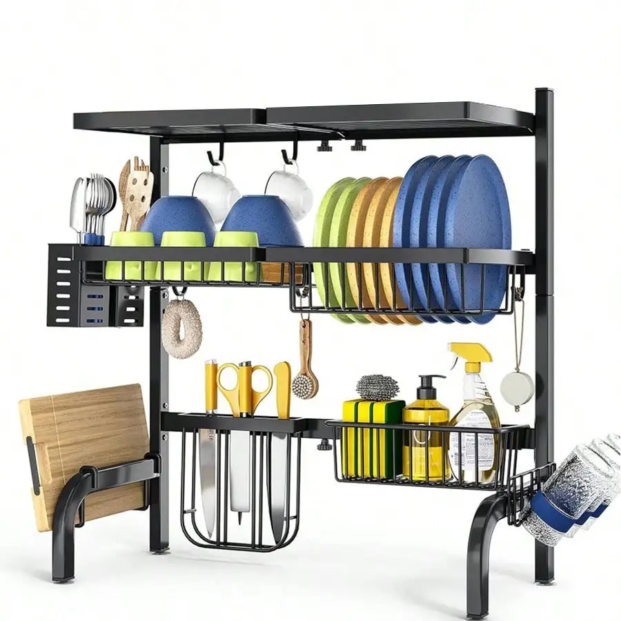 

Over The Sink Dish Drainer Drying Rack, Adjustable (25.19"-37.4") Over Sink Dish Drying Rack, Extra Large Extendable Dish Rack