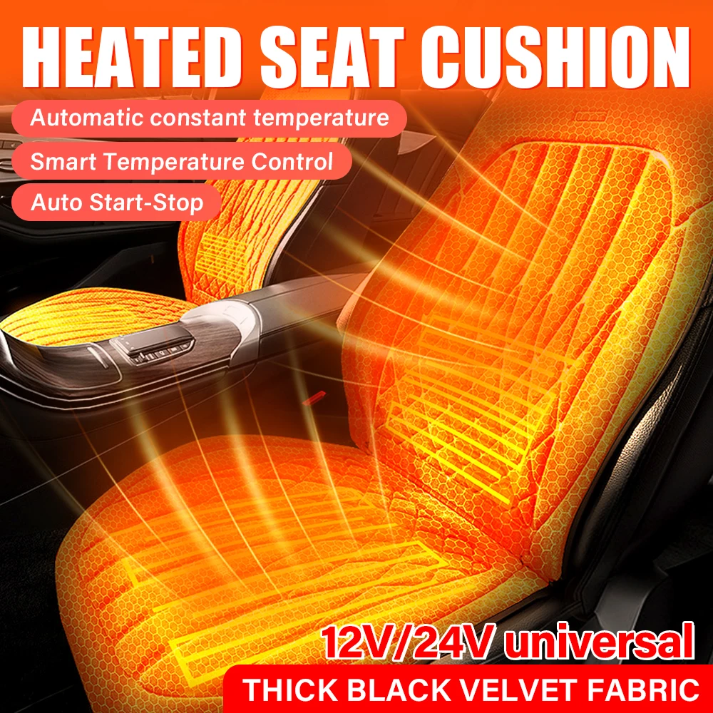 

12/24V Warm Plush Seat Protector Car Heating Mat Winter Seat Cushion Heated Car Seat Cover Fleece Graphene Fast Car Seat Heater