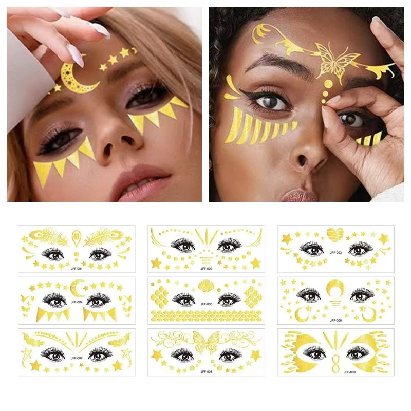 Glitter Tattoos Sticker Freckle Sparkles Tattoo Women Metallic Star Moon Face Temporary Tattoos for Girls Party Music Festival