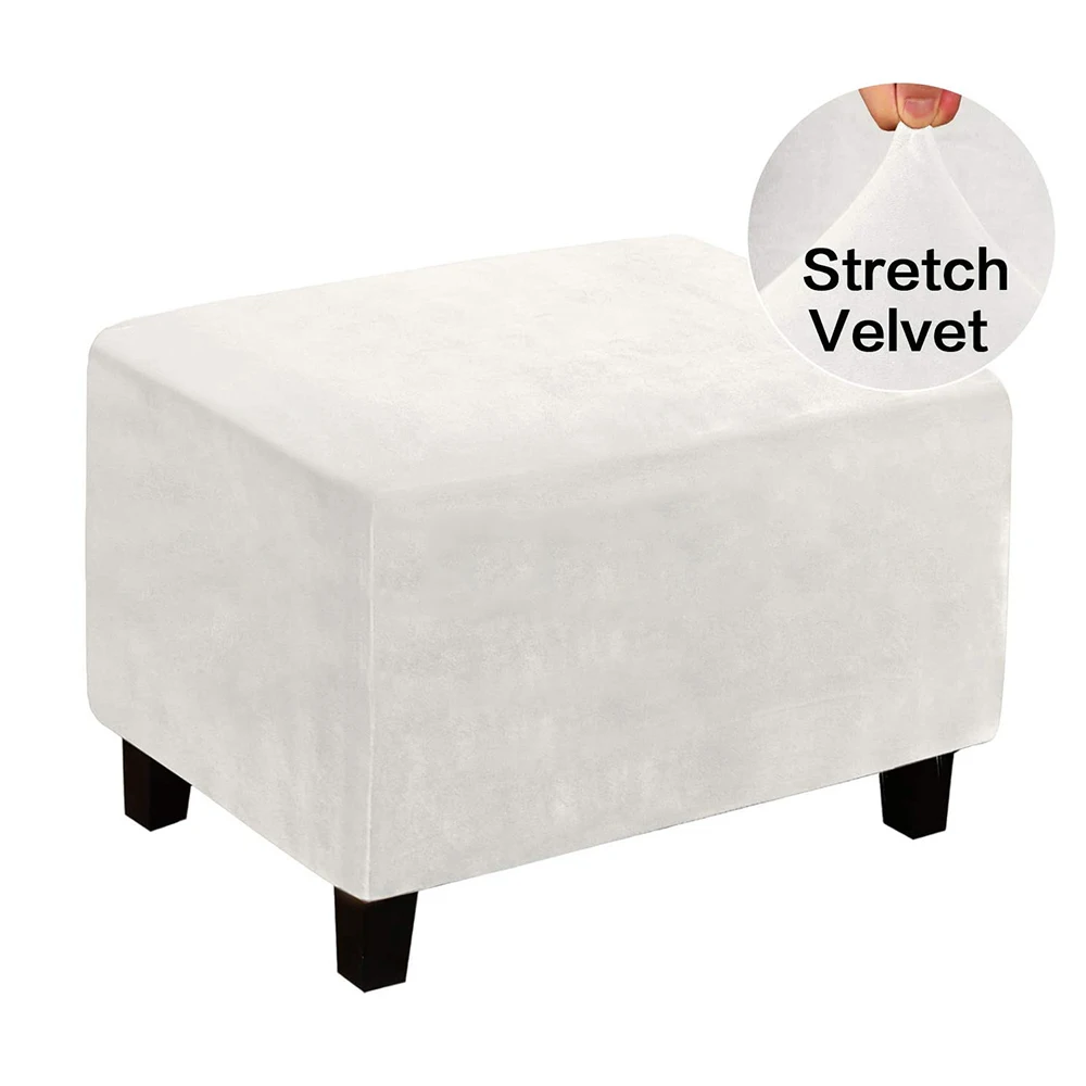 Ottoman Slipcovers Stretch Ottoman Cover Footrest Footstool Slipcover Anti-Slip Foot Stool Cover Machine Washable Soft Rectangle