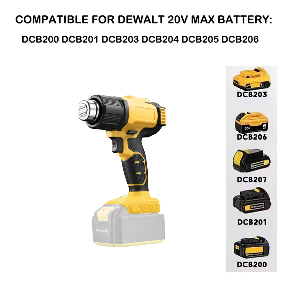 VILASTING Термофен 550р. ℃   Беспроводная электрическая тепловая пушка с регулируемой температурой и насадками, светодиодный дисплей для аккумуляторного штифта Dewalt 18 В