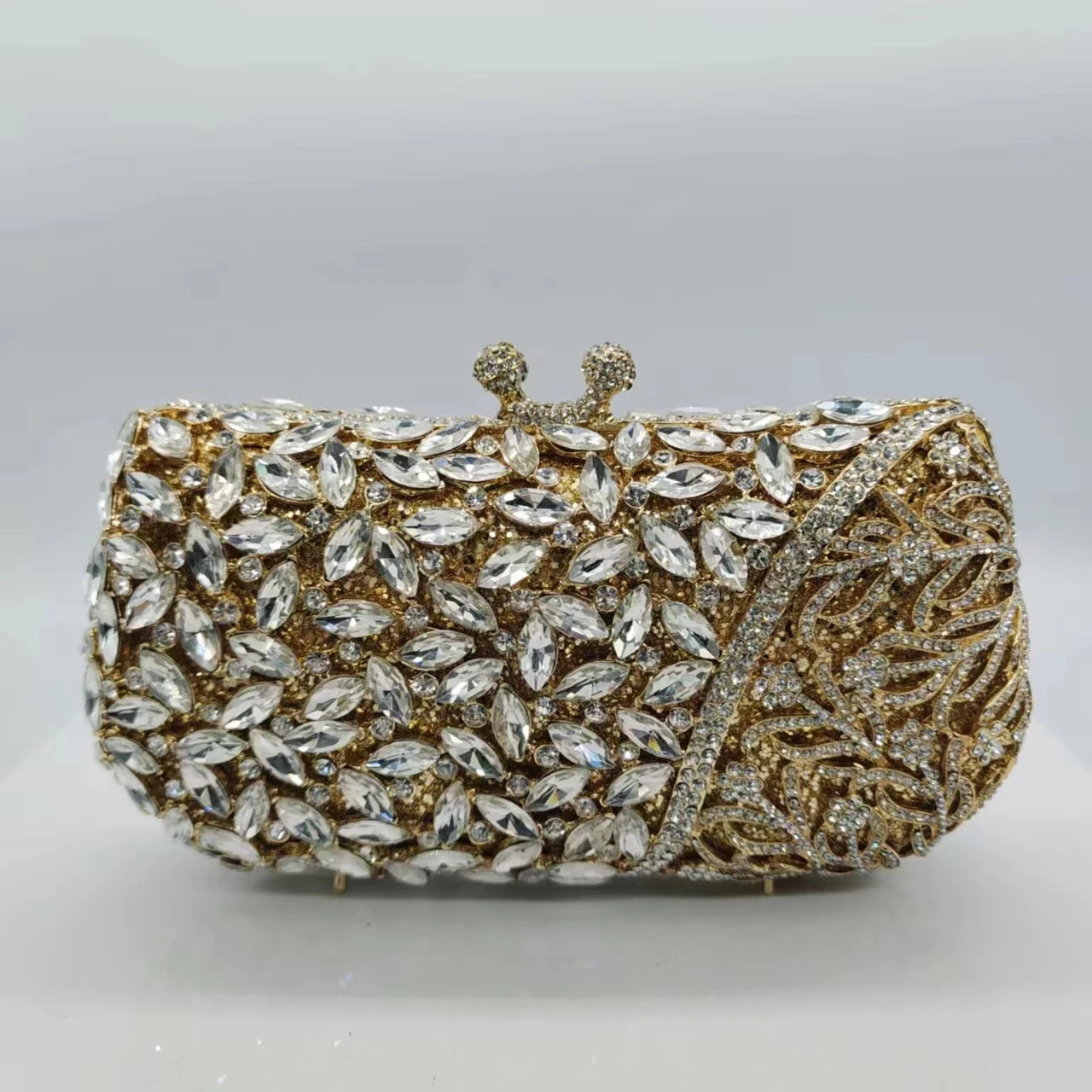 

Floral Pattern Magnetic Snap Buckle Dimensional Square Evening Bags Crystal Bag Women Party Handbags Diamante Clutches