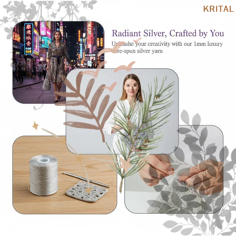 Fil d'argent de luxe 1 mm scintillant pour DIY : Ligne de crochet pour sac à main, tissage artisanal délicat