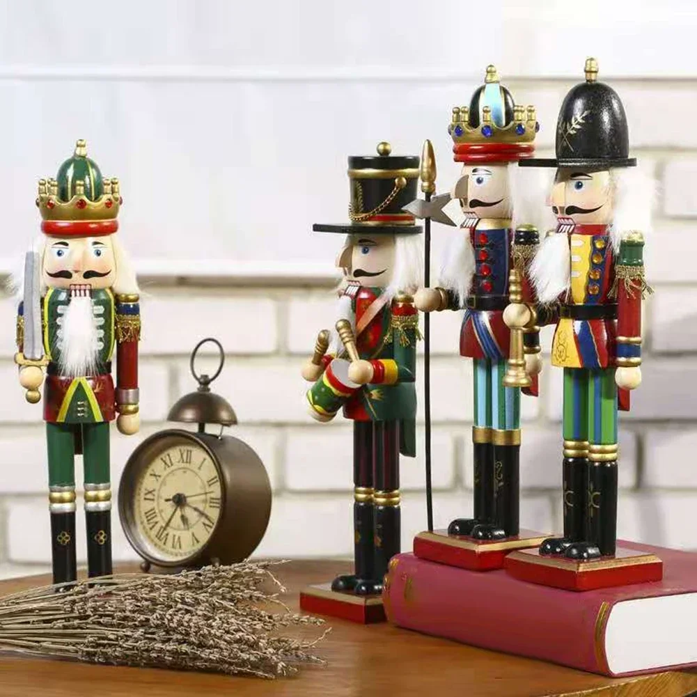 

1pc 30CM Wooden Nutcracker Ornaments Puppet Traditional Painted Christmas Party Household Decoration Accessories