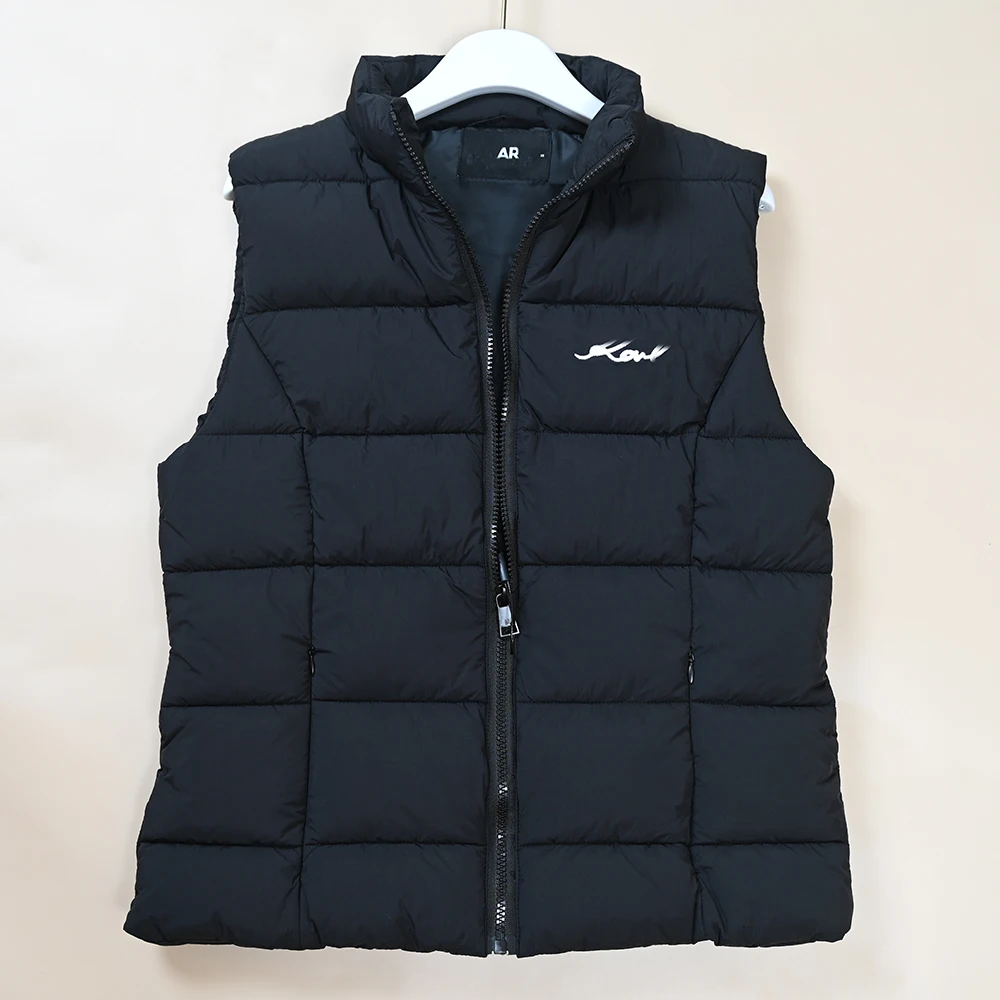 

Thiened Winter Jaet for Women with Embroidered Letter Front And Ba Cotton Vest Stand Collar Zipper Closure Color