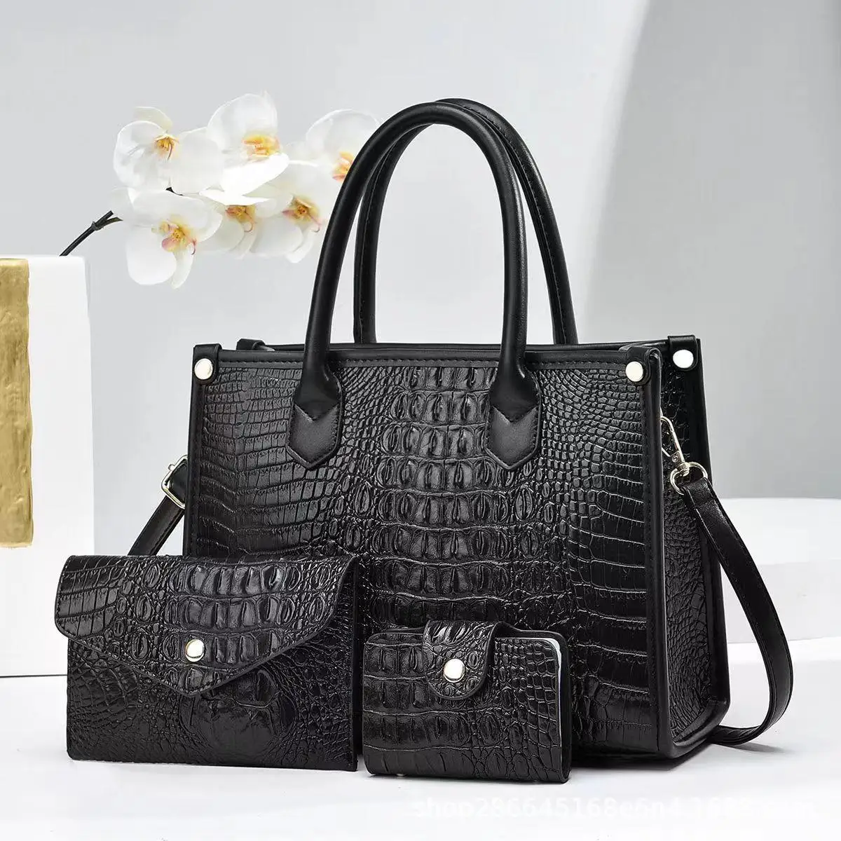 Crocodile Women Crossbody Handbag Large Capacity 3 Piece Set Mother Bag Purses Handbags Cute Designer Tote Bags Famous Brand