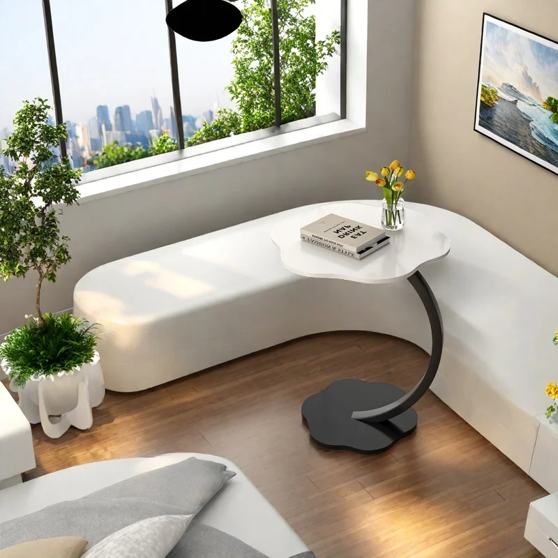 Coffee Tables Light Luxury Side Table Round Flower Bedside Table Bedside Home Study Desk Auxiliary Desk Living Room Furniture image 3
