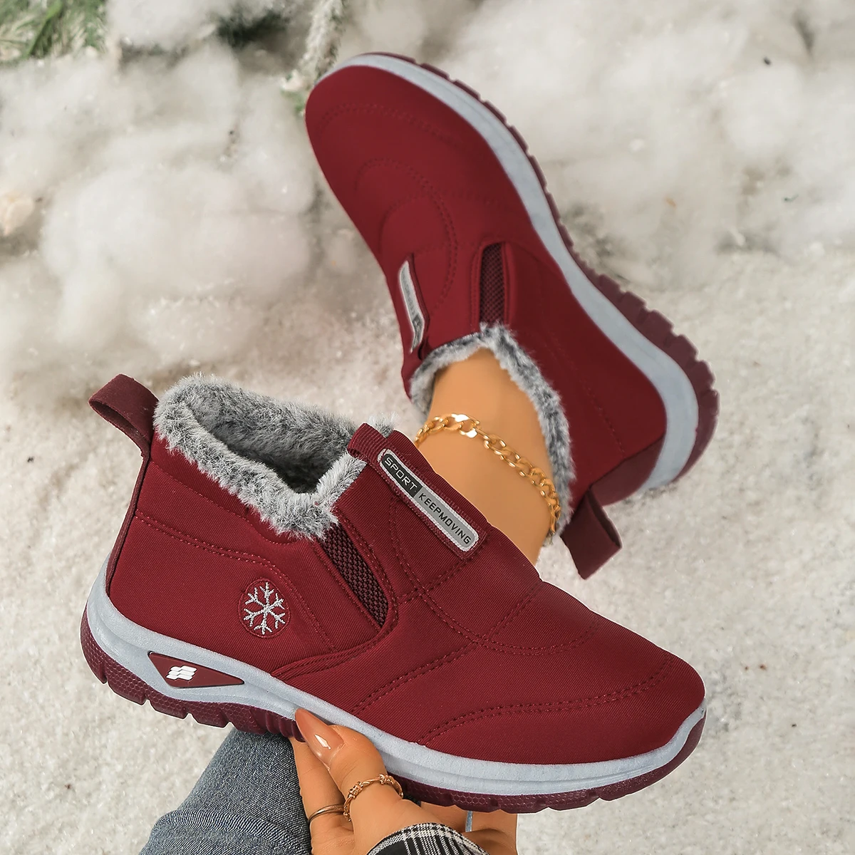 

2025 Women's Shoes Casual Shoes Thickened Warm Soft-soled Anti-slip and Comfortable Snow Boots Zapatillas Female Chaussure Femme
