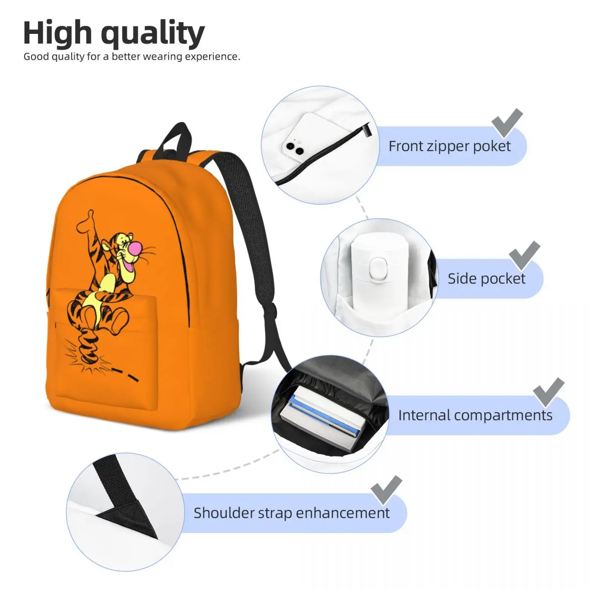 Custom My Friends Tigger Pooh  Cartoon Laptop Backpack Men Women Casual Bookbag for College School Student Bags