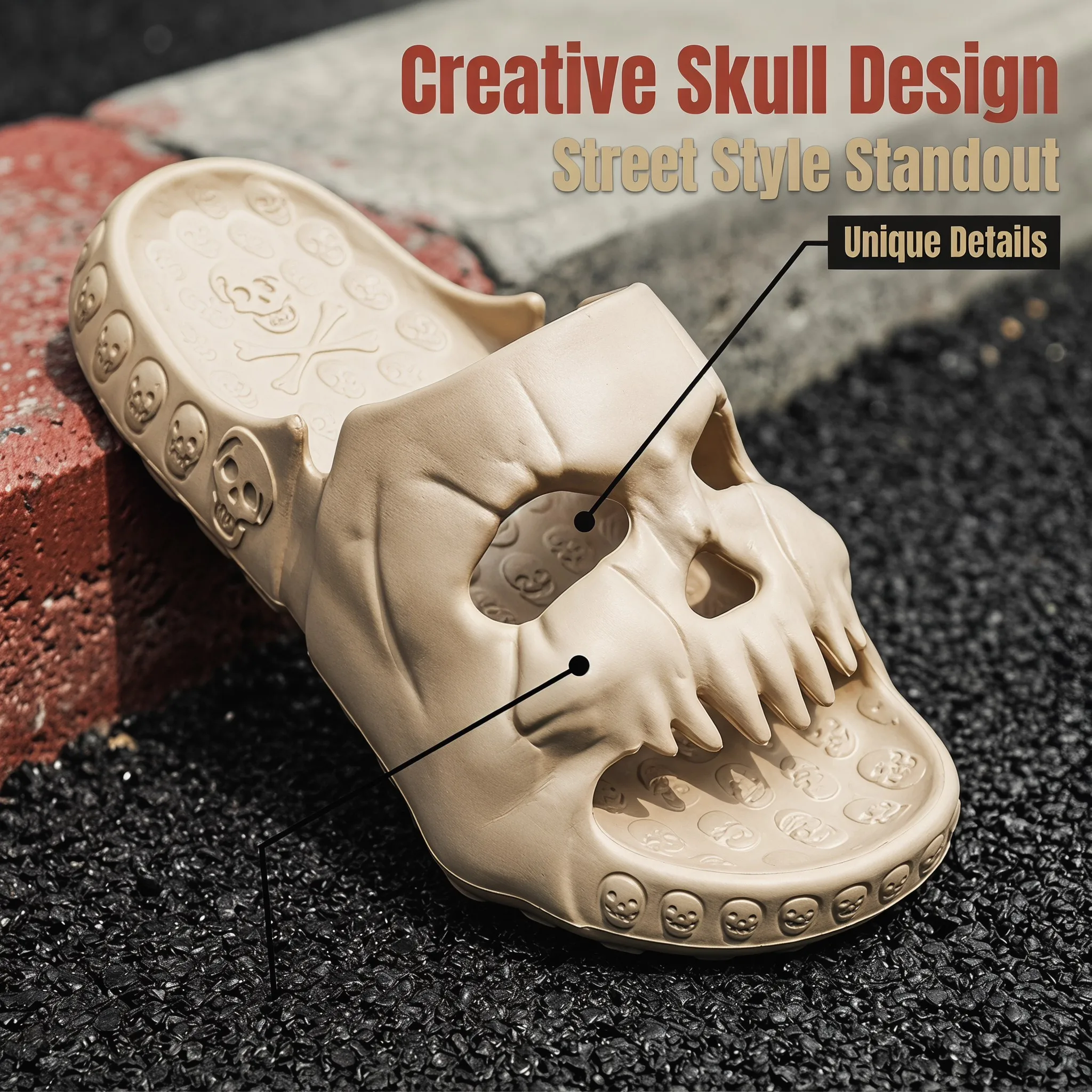 Men's Slippers New Personalized Skull Design Summer Outdoor Fun Slides Thick Bottom of Beach Non-slip Leisure Men Women Sandals view 4